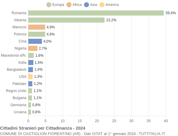 Grafico cittadinanza stranieri - Castiglion Fiorentino 2024