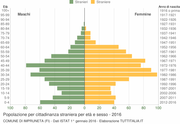 Grafico cittadini stranieri - Impruneta 2016