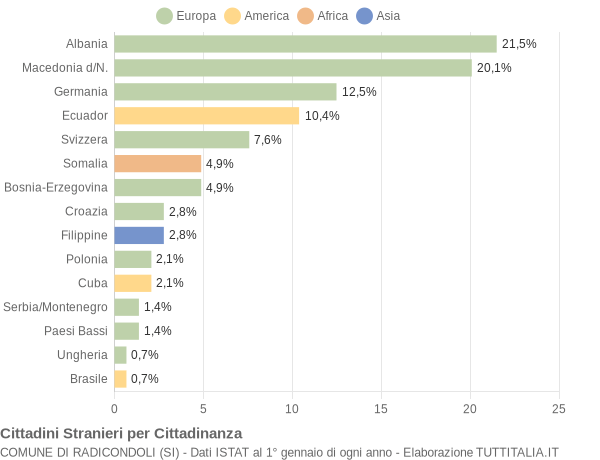 Grafico cittadinanza stranieri - Radicondoli 2005