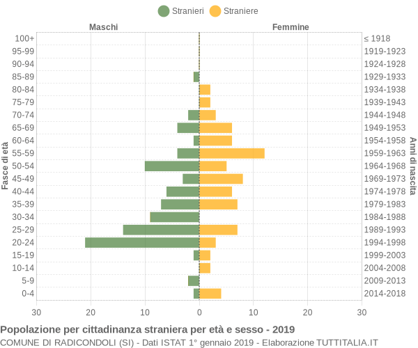 Grafico cittadini stranieri - Radicondoli 2019