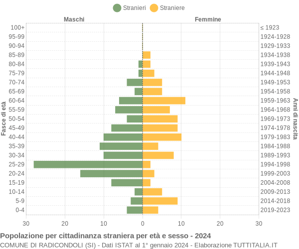 Grafico cittadini stranieri - Radicondoli 2024