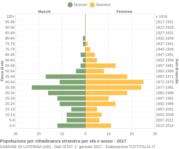 Grafico cittadini stranieri - Laterina 2017