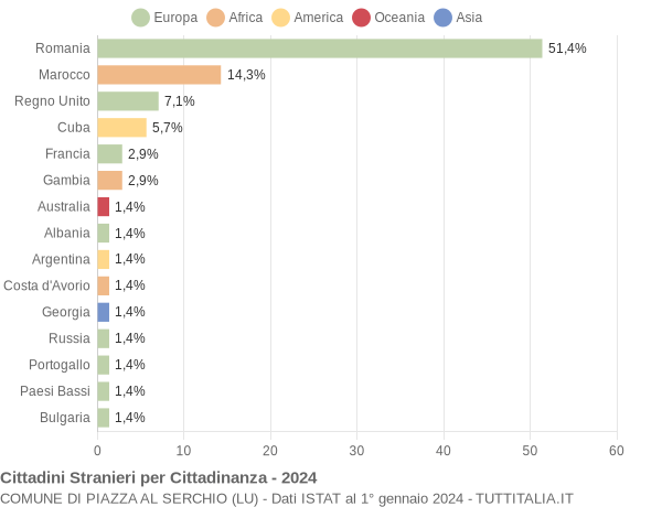 Grafico cittadinanza stranieri - Piazza al Serchio 2024