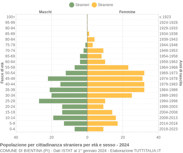 Grafico cittadini stranieri - Bientina 2024