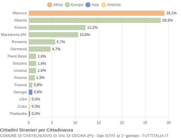 Grafico cittadinanza stranieri - Castelnuovo di Val di Cecina 2022