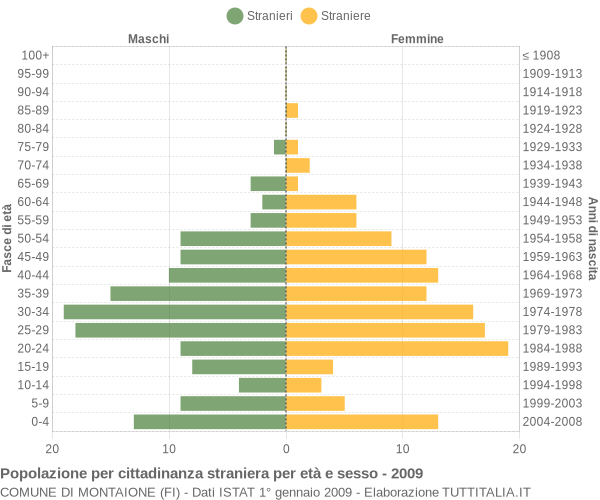 Grafico cittadini stranieri - Montaione 2009