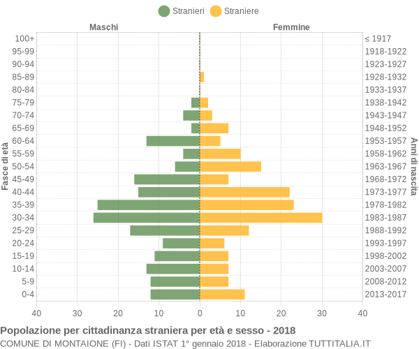 Grafico cittadini stranieri - Montaione 2018