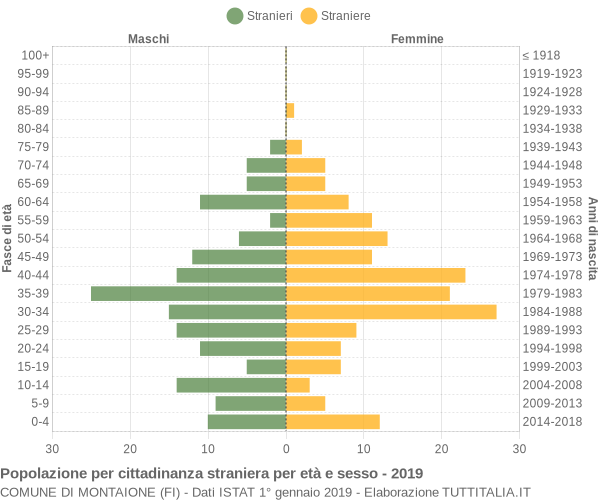 Grafico cittadini stranieri - Montaione 2019