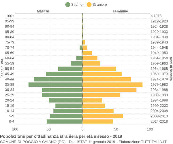 Grafico cittadini stranieri - Poggio a Caiano 2019