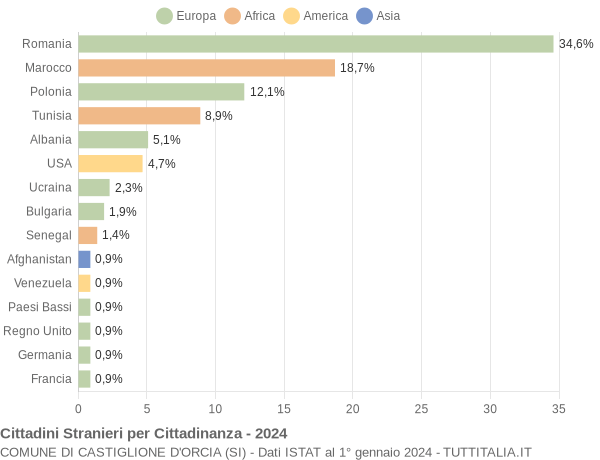 Grafico cittadinanza stranieri - Castiglione d'Orcia 2024