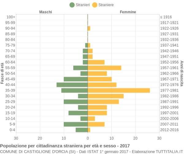 Grafico cittadini stranieri - Castiglione d'Orcia 2017