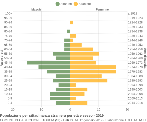 Grafico cittadini stranieri - Castiglione d'Orcia 2019