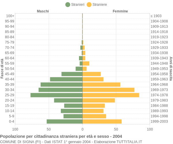 Grafico cittadini stranieri - Signa 2004
