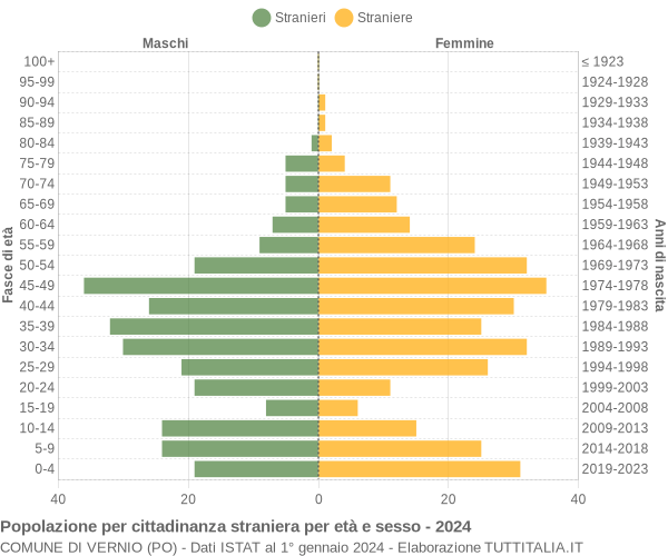 Grafico cittadini stranieri - Vernio 2024