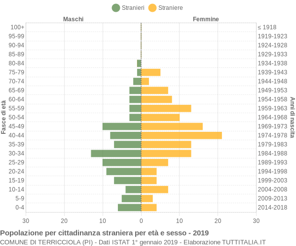 Grafico cittadini stranieri - Terricciola 2019