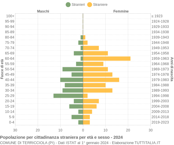 Grafico cittadini stranieri - Terricciola 2024