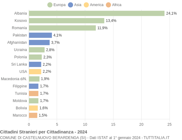 Grafico cittadinanza stranieri - Castelnuovo Berardenga 2024