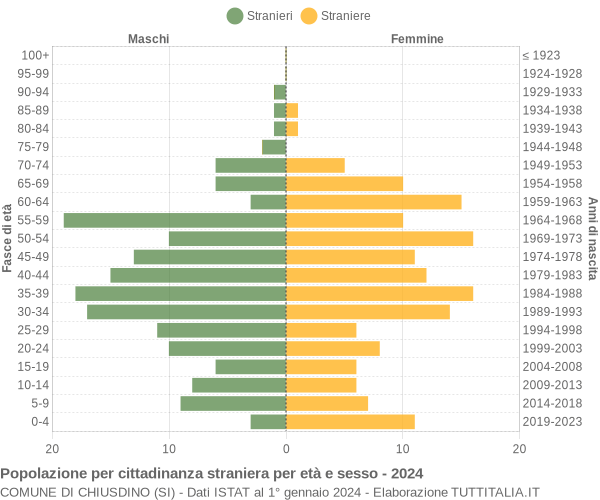 Grafico cittadini stranieri - Chiusdino 2024