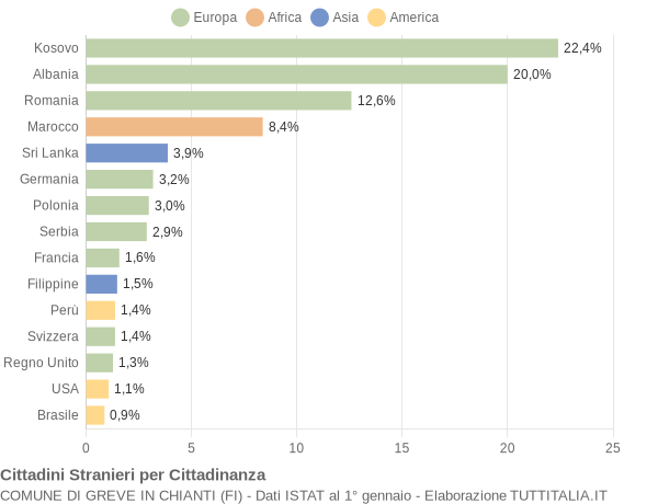 Grafico cittadinanza stranieri - Greve in Chianti 2015