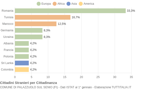 Grafico cittadinanza stranieri - Palazzuolo sul Senio 2005