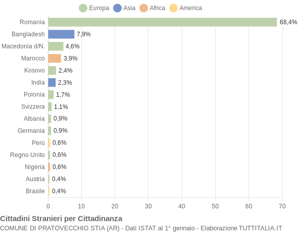 Grafico cittadinanza stranieri - Pratovecchio Stia 2013