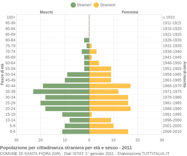 Grafico cittadini stranieri - Santa Fiora 2011