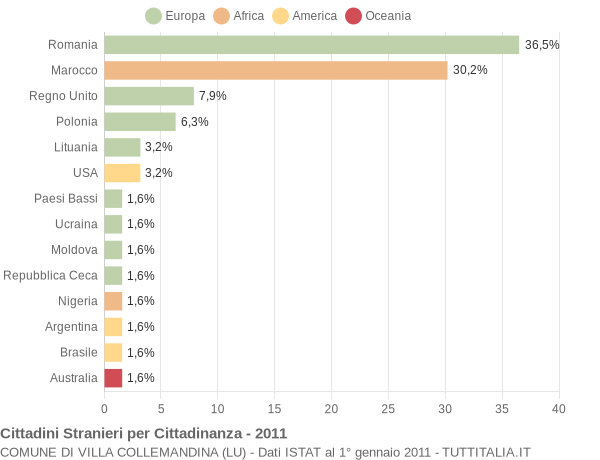 Grafico cittadinanza stranieri - Villa Collemandina 2011