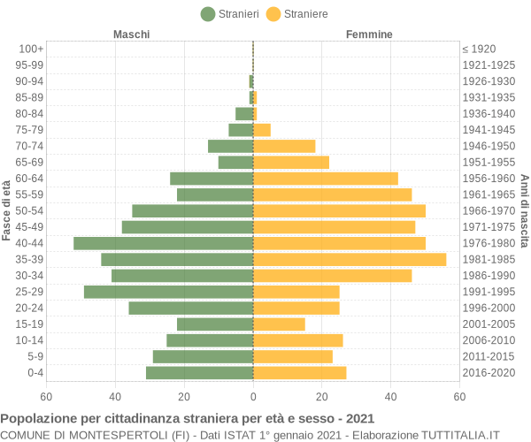 Grafico cittadini stranieri - Montespertoli 2021