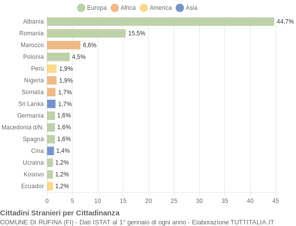 Grafico cittadinanza stranieri - Rufina 2015