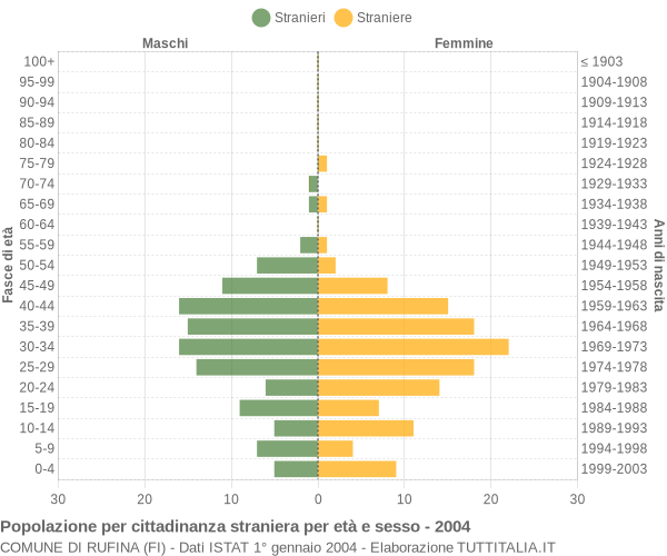 Grafico cittadini stranieri - Rufina 2004