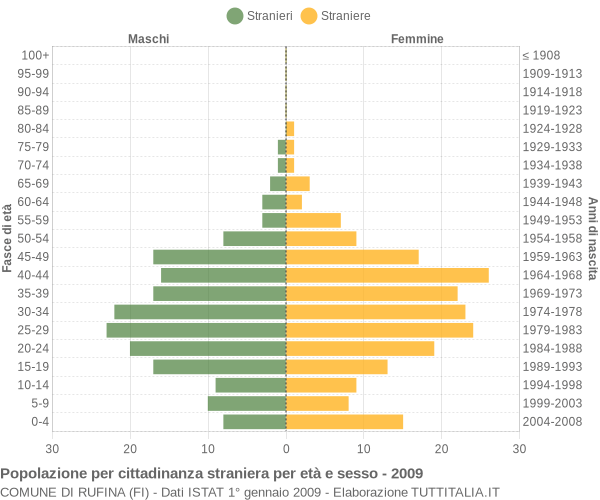 Grafico cittadini stranieri - Rufina 2009