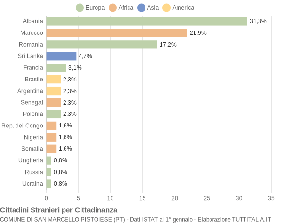 Grafico cittadinanza stranieri - San Marcello Pistoiese 2004