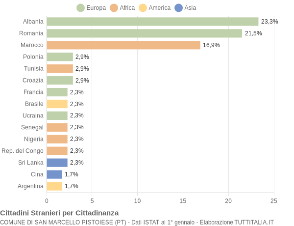 Grafico cittadinanza stranieri - San Marcello Pistoiese 2006
