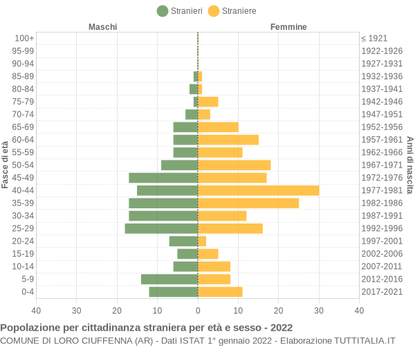 Grafico cittadini stranieri - Loro Ciuffenna 2022