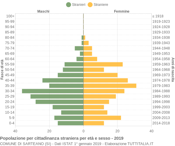 Grafico cittadini stranieri - Sarteano 2019