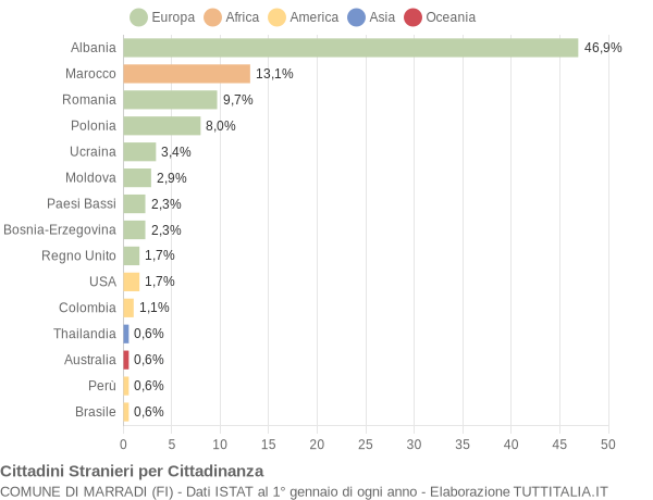 Grafico cittadinanza stranieri - Marradi 2017