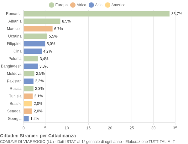 Grafico cittadinanza stranieri - Viareggio 2020