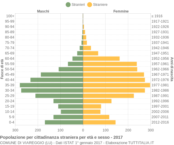 Grafico cittadini stranieri - Viareggio 2017