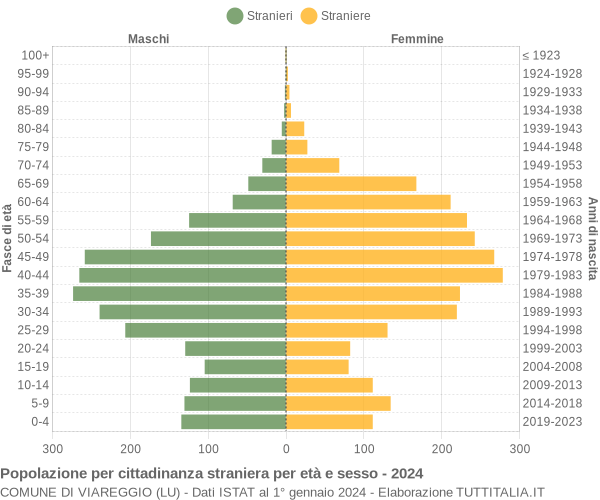 Grafico cittadini stranieri - Viareggio 2024