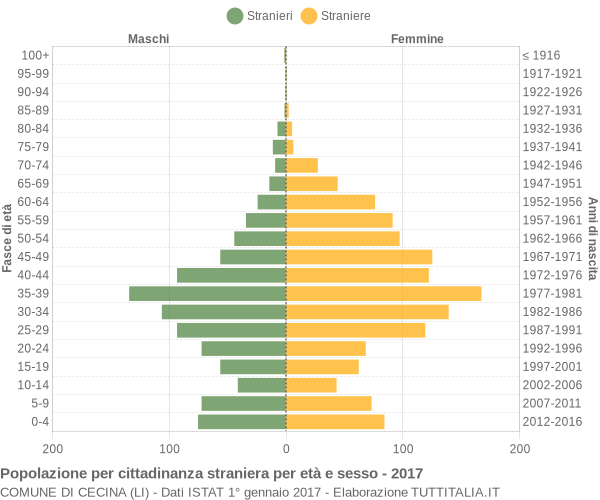 Grafico cittadini stranieri - Cecina 2017