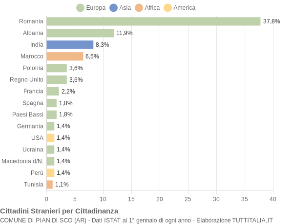 Grafico cittadinanza stranieri - Pian di Sco 2010