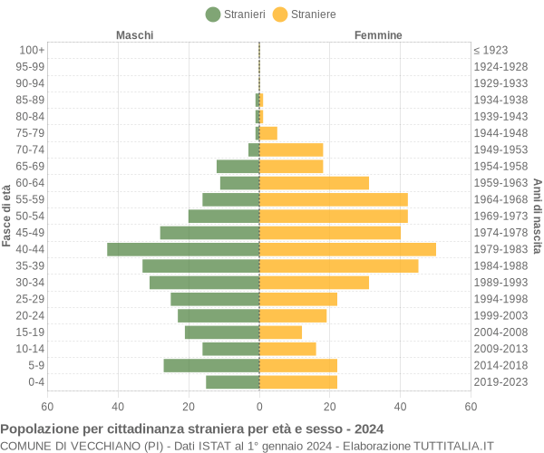 Grafico cittadini stranieri - Vecchiano 2024