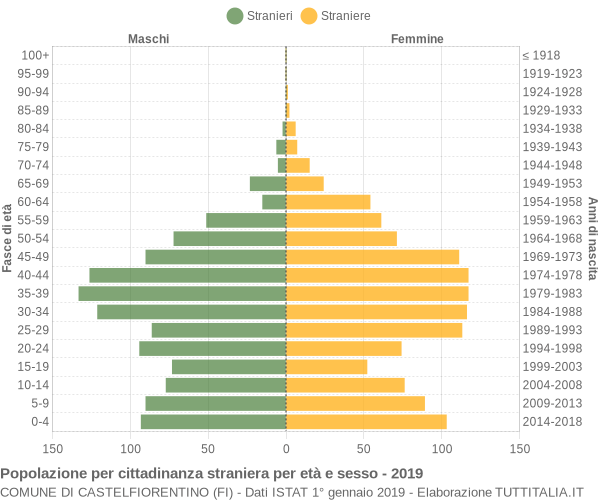 Grafico cittadini stranieri - Castelfiorentino 2019