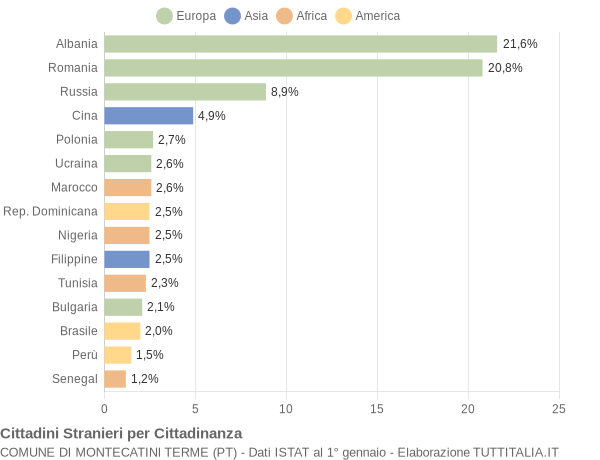 Grafico cittadinanza stranieri - Montecatini Terme 2005