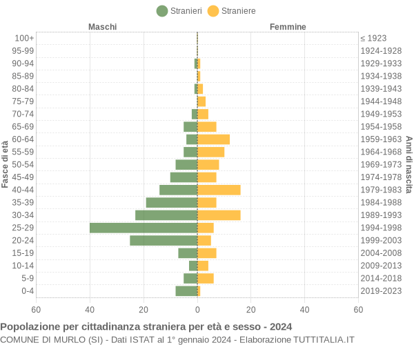 Grafico cittadini stranieri - Murlo 2024