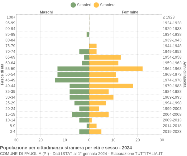 Grafico cittadini stranieri - Fauglia 2024