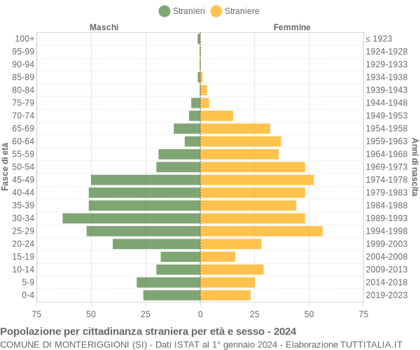 Grafico cittadini stranieri - Monteriggioni 2024