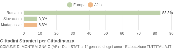 Grafico cittadinanza stranieri - Montemignaio 2005