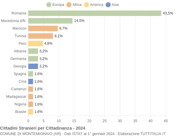 Grafico cittadinanza stranieri - Montemignaio 2024