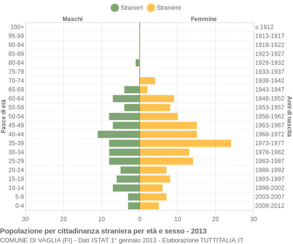 Grafico cittadini stranieri - Vaglia 2013